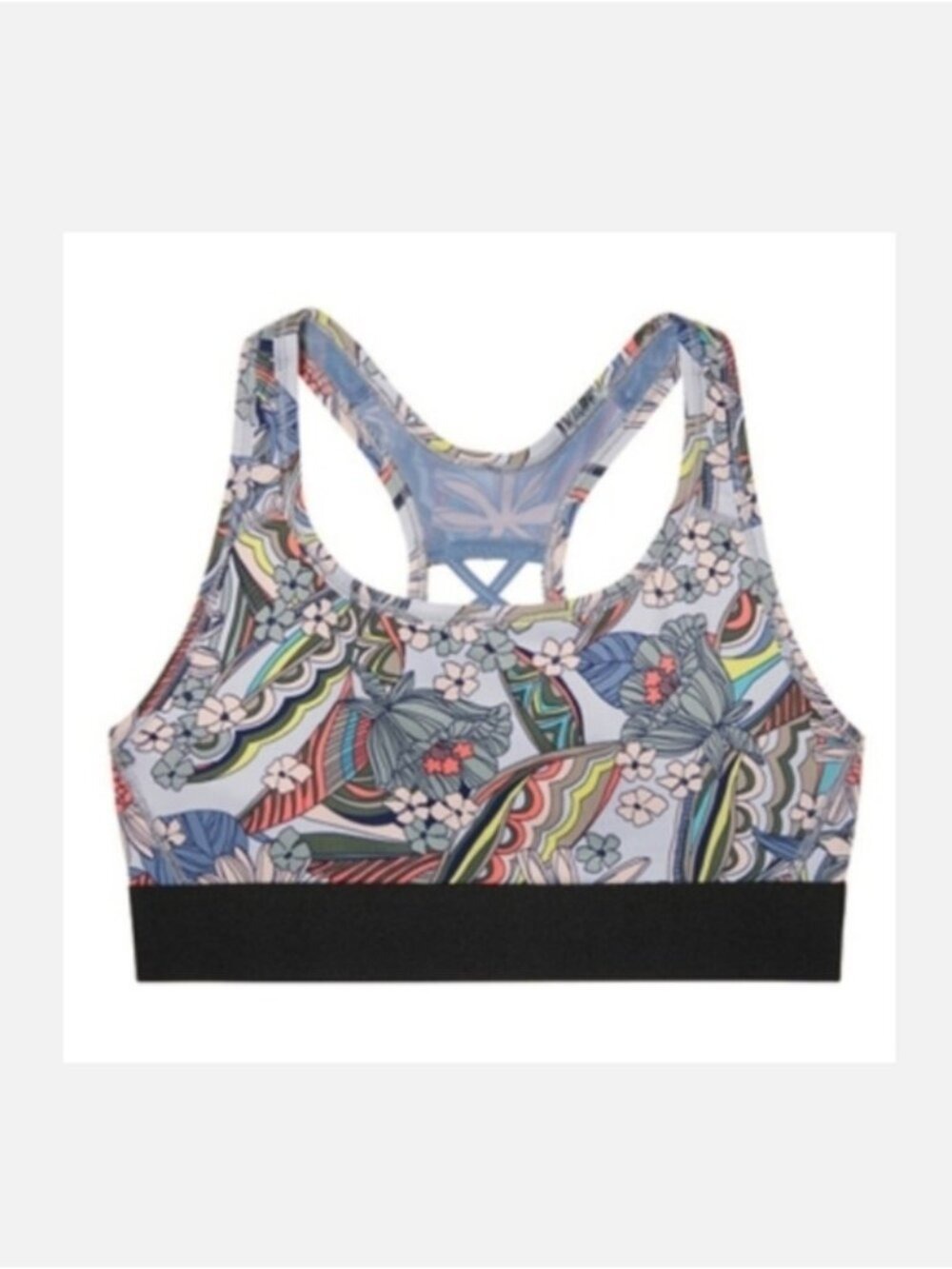 NWT Victoria's Secret | floral print strappy sports bra blue Sz SMALL